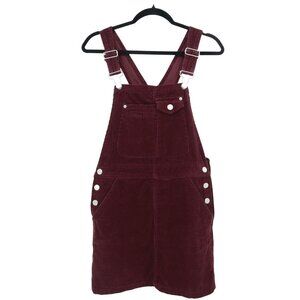 Asos‎ Corduroy Pinafore Overall Womens 4 Burgundy Preppy Girlhood Academia Twee